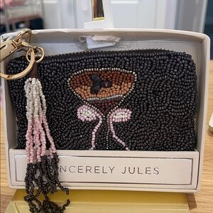 Sincerely Jules Espresso Martini Beaded Key & Card Holder NWT